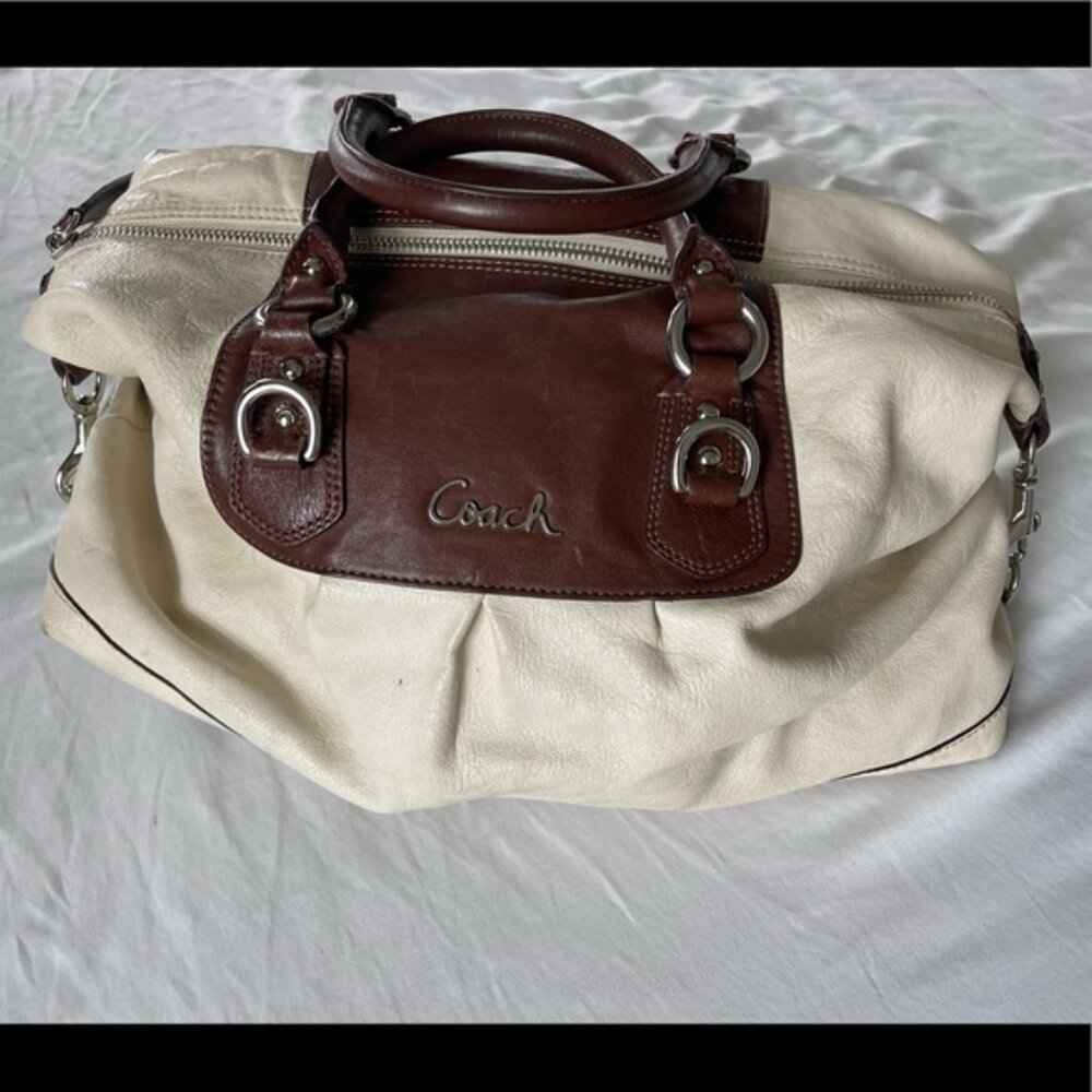 Coach Cream and Chocolate Top Handle Bag